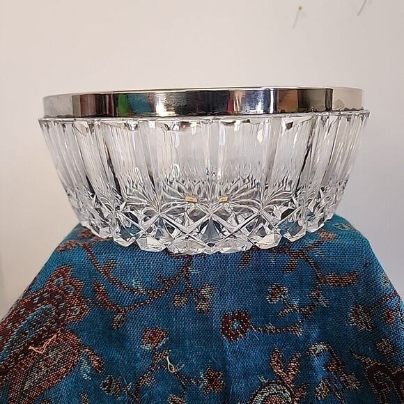 Vintage William Adams Crystal Bowl Silver Rim - West Germany - Picture 1 of 9